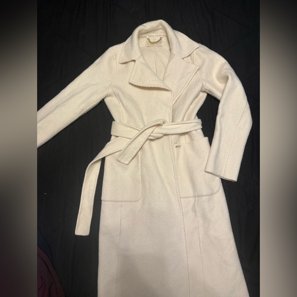 Elegant Cream Belted Coat